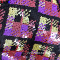 5mm Grid Shape Lilac Spangle Velvet Sequin Fabric